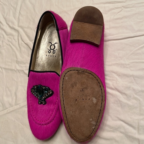 Figue "Milky" Calf Hair Embellished Magenta Loafers - Picture 10 of 10